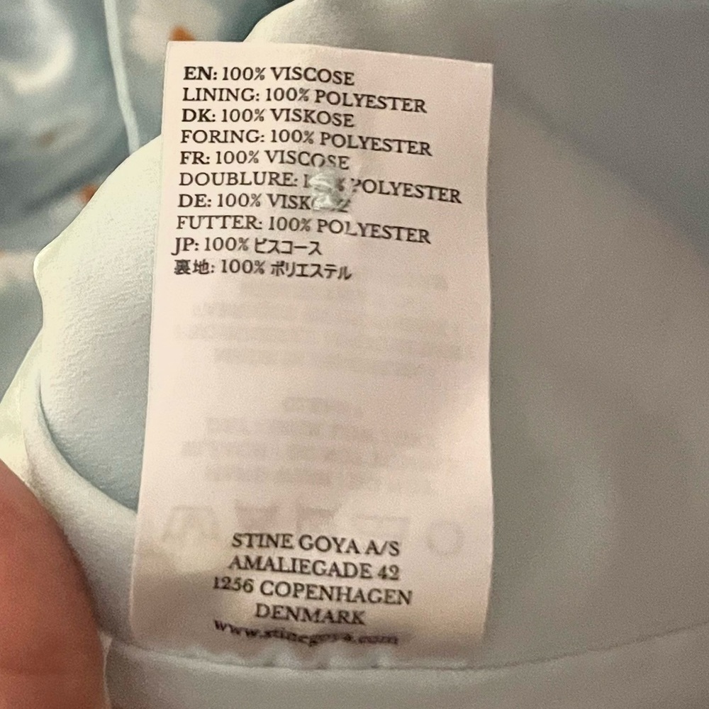 STINE GOYA Pale Blue Daisy Print Button-Front,Side-Wrap Midi Dress,EUC,Size 6 - Picture 7 of 8